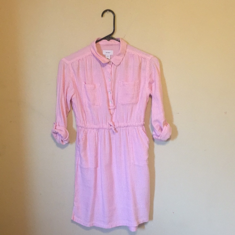 Old navy striped white and pink kids dress
